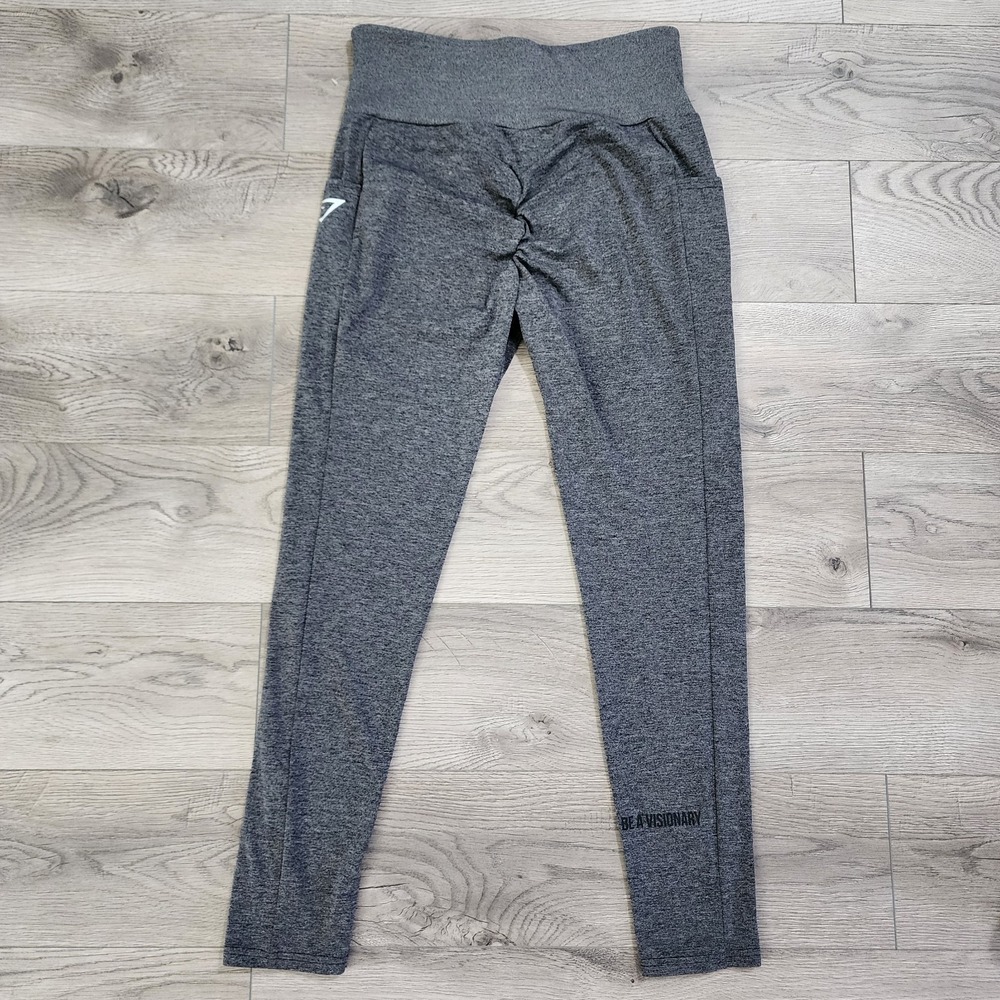 Gymshark Seamless Leggings Ruched Butt Gray Women's Sz XL Side Pockets Yoga Gym
